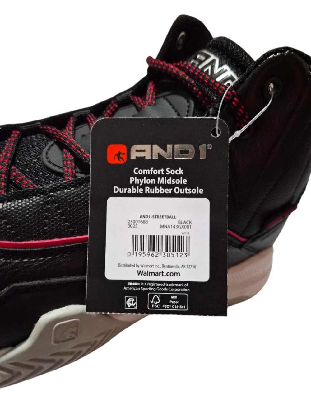 AND1 Mens Athletic Basketball Shoes Streetball High Top Size 7, 10 Lace-up Black - Picture 8 of 8